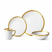 Vajilla de Cerámica Rodas W Chefmaker 16 Piezas Para 4 Personas Blanco con borde Dorado - Chefmaker.com.mx